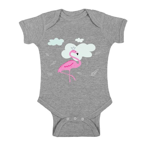Awkward Styles Flamingo in Clouds Baby Bodysuit Short Sleeve Pink Flamingo Romper for Boys Summer One Piece for Girls Pink Flamingo Romper for Children Flamingo Gifts for Little One Summer Clothing