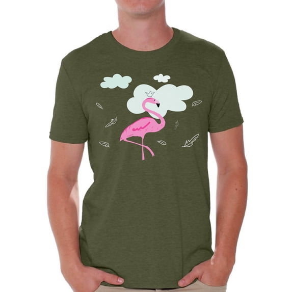 Awkward Styles Flamingo in Clouds T Shirt for Men Summer Mens Shirts Pink Flamingo Clothes for Men Flamingo T-Shirt Beach Tshirt Pink Flamingo Gifts Flamingo Shirts Summer Clothing Collection for Men