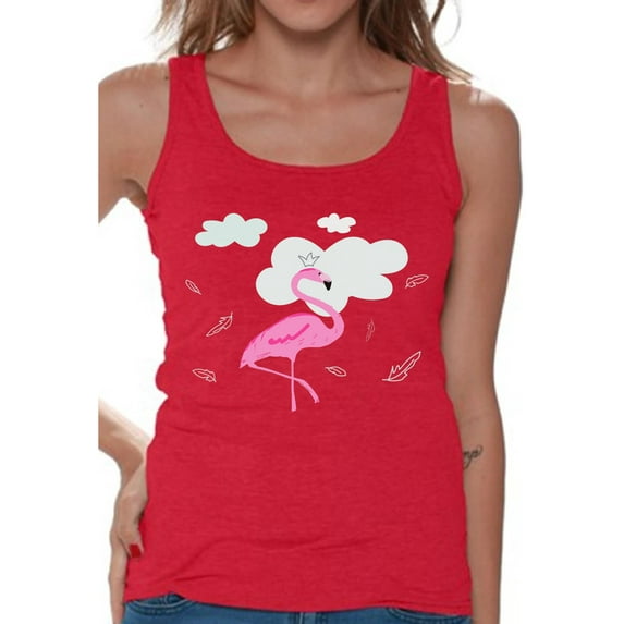 Awkward Styles Flamingo in Clouds Tank Top T-Shirt for Her Flamingo Shirts Summer Clothes for Women Beach Tanks Pink Flamingo Tshirt for Ladies Summer Gifts Flamingo Shirts Beach Clothing Collection