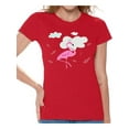 thumbnail image 1 of Awkward Styles Flamingo in Clouds Womens T-Shirt Pink Flamingo Tshirt for Women Summer Gifts for Girlfriend Pink Flamingo Shirts Flamingo Clothing Collection for Women Summer T Shirt for Her, 1 of 4