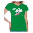 thumbnail image 1 of Awkward Styles Flamingo in Clouds Womens T-Shirt Pink Flamingo Tshirt for Women Summer Gifts for Girlfriend Pink Flamingo Shirts Flamingo Clothing Collection for Women Summer T Shirt for Her, 1 of 4