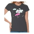 thumbnail image 1 of Awkward Styles Flamingo in Clouds Womens T-Shirt Pink Flamingo Tshirt for Women Summer Gifts for Girlfriend Pink Flamingo Shirts Flamingo Clothing Collection for Women Summer T Shirt for Her, 1 of 4