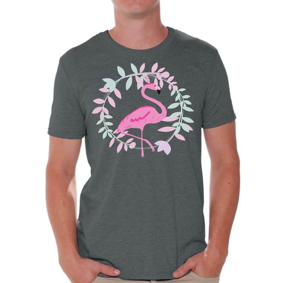 Awkward Styles Flamingo Crown T Shirt for Men Summer Mens Shirts Pink Flamingo Clothes for Men Flamingo T-Shirt Beach Tshirt Pink Flamingo Gifts Flamingo Shirts Summer Clothing Collection for Men