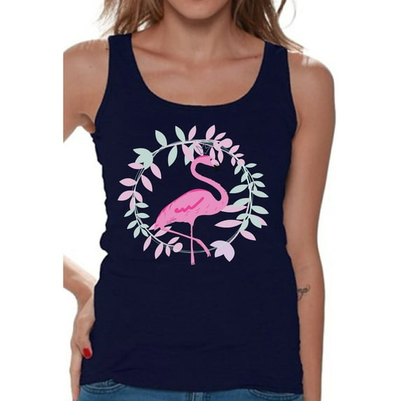 Awkward Styles Flamingo Crown Tank Top T-Shirt for Her Flamingo Shirts Summer Clothes for Women Beach Tanks Pink Flamingo Tshirt for Ladies Summer Gifts Flamingo Shirts Beach Clothing Collection