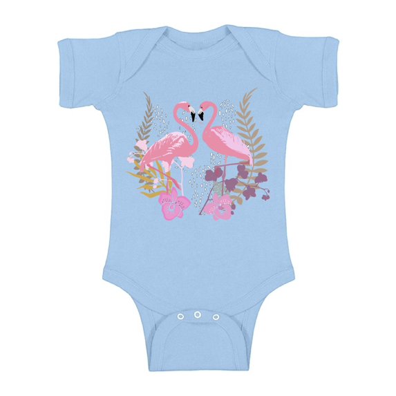 Awkward Styles Flamingo Love Baby Bodysuit Short Sleeve Pink Flamingo Romper for Boys Summer One Piece for Girls Pink Flamingo Romper for Children Flamingo Gifts for Little One Summer Clothing