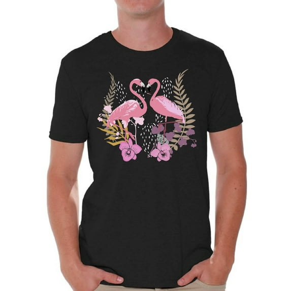 Awkward Styles Flamingo Love T Shirt for Men Summer Mens Shirts Pink Flamingo Clothes for Men Flamingo T-Shirt Beach Tshirt Pink Flamingo Gifts Flamingo Shirts Summer Clothing Collection for Men