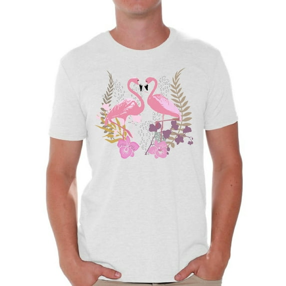 Awkward Styles Flamingo Love T Shirt for Men Summer Mens Shirts Pink Flamingo Clothes for Men Flamingo T-Shirt Beach Tshirt Pink Flamingo Gifts Flamingo Shirts Summer Clothing Collection for Men