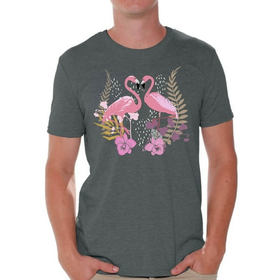 Awkward Styles Flamingo Love T Shirt for Men Summer Mens Shirts Pink Flamingo Clothes for Men Flamingo T-Shirt Beach Tshirt Pink Flamingo Gifts Flamingo Shirts Summer Clothing Collection for Men