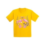Awkward Styles Flamingo Love Youth Shirt Cute Summer Shirt for Kids Pink Flamingo T Shirt for Boys Pink Flamingo Shirts for Girls Nifty Flamingo T-Shirt for Children Summer Gifts for Little One