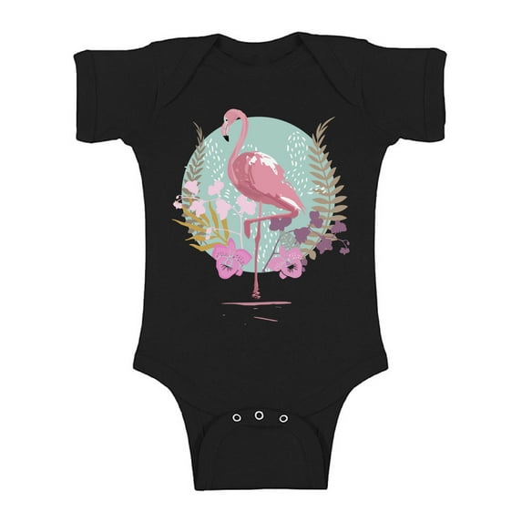 Awkward Styles Flamingo and Orchids Baby Bodysuit Short Sleeve Pink Flamingo Romper for Boys Summer One Piece for Girls Flamingo Romper for Children Flamingo Gifts for Little One Summer Clothing