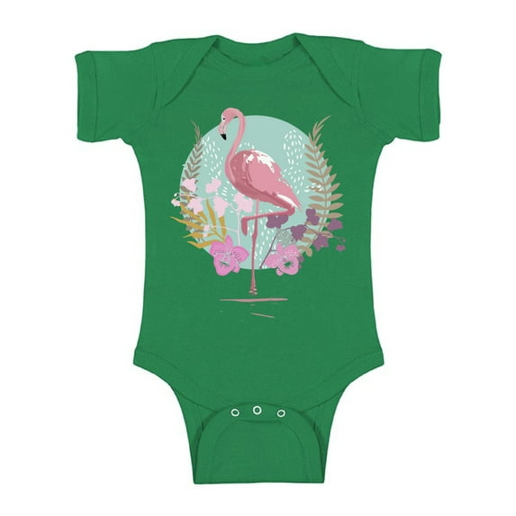 Awkward Styles Flamingo and Orchids Baby Bodysuit Short Sleeve Pink Flamingo Romper for Boys Summer One Piece for Girls Flamingo Romper for Children Flamingo Gifts for Little One Summer Clothing