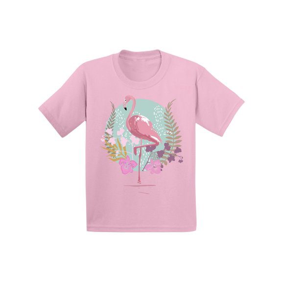 Awkward Styles Flamingo and Orchids Infant Shirt Cute Summer Shirt for Kids Pink Flamingo T Shirt for Boys Pink Flamingo Shirts for Girls Cute Flamingo T-Shirt for Children Summer Gifts for Little One