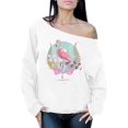 thumbnail image 1 of Awkward Styles Flamingo and Orchids Ladies Off Shoulder Sweater Summer Clothing for Women Pink Flamingo Oversized Sweatshirt for Mom Funny Summer Clothes Flamingo Off The Shoulder Sweatshirt for Women, 1 of 4