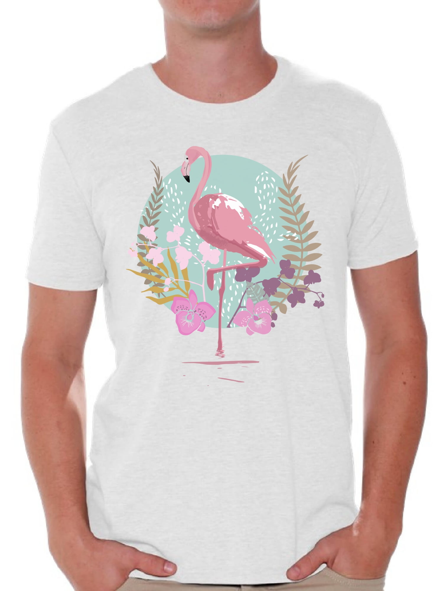 Awkward Styles Flamingo and Orchids T Shirt for Men Summer Mens Shirts