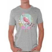 Awkward Styles Flamingo and Orchids T Shirt for Men Summer Mens Shirts Pink Flamingo Clothes for Men Flamingo on Beach Tshirt Pink Flamingo Gifts Flamingo Shirts Summer Clothing Collection for Men
