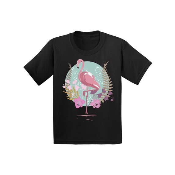 Awkward Styles Flamingo and Orchids Toddler Shirt Cute Summer Shirt for Kids Pink Flamingo T Shirt for Boys Pink Flamingo Shirts for Girls Flamingo T-Shirt for Children Summer Gifts for Little One