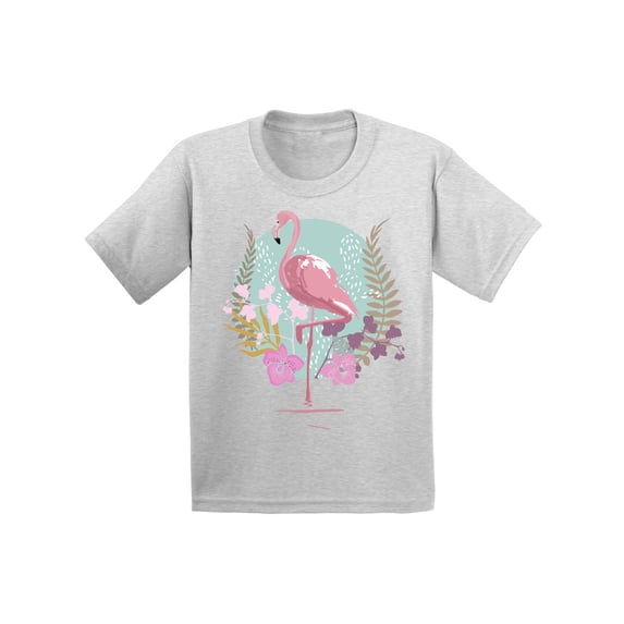 Awkward Styles Flamingo and Orchids Toddler Shirt Cute Summer Shirt for Kids Pink Flamingo T Shirt for Boys Pink Flamingo Shirts for Girls Flamingo T-Shirt for Children Summer Gifts for Little One