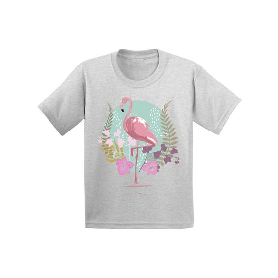 Awkward Styles Flamingo and Orchids Youth Shirt Cute Summer Shirt for Kids Pink Flamingo T Shirt for Boys Pink Flamingo Shirts for Girls Nifty Flamingo T-Shirt for Children Summer Gifts for Little One