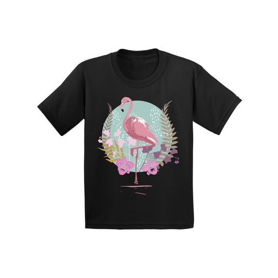 Awkward Styles Flamingo and Orchids Youth Shirt Cute Summer Shirt for Kids Pink Flamingo T Shirt for Boys Pink Flamingo Shirts for Girls Nifty Flamingo T-Shirt for Children Summer Gifts for Little One
