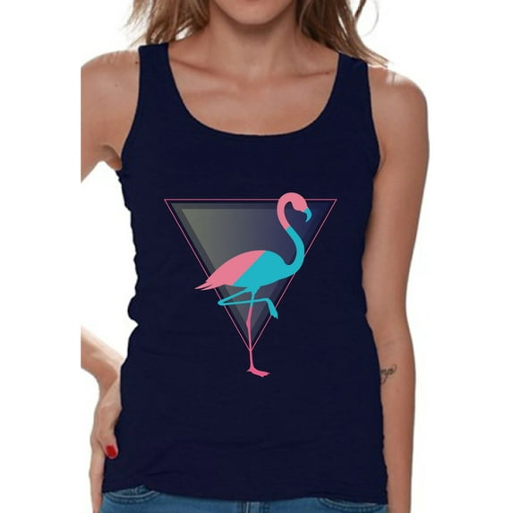 Awkward Styles Flamingo Party Tank Top for Women Pink Flamingo Tank Fitness Sleeveless Shirts Summer Workout Clothes Funny Flamingo Tank Beach Tank Top Retro Flamingo Tank Vintage Flamingo Gifts