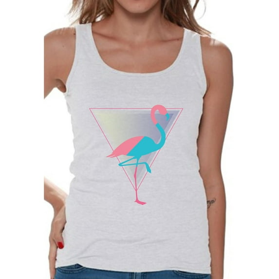 Awkward Styles Flamingo Party Tank Top for Women Pink Flamingo Tank Fitness Sleeveless Shirts Summer Workout Clothes Funny Flamingo Tank Beach Tank Top Retro Flamingo Tank Vintage Flamingo Gifts