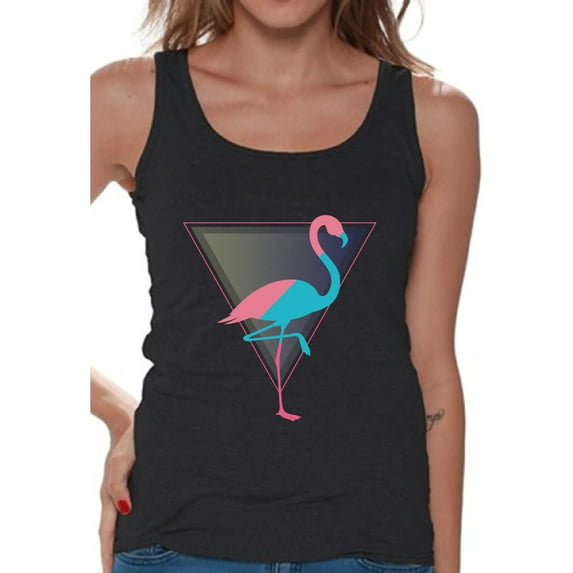 Awkward Styles Flamingo Party Tank Top for Women Pink Flamingo Tank Fitness Sleeveless Shirts Summer Workout Clothes Funny Flamingo Tank Beach Tank Top Retro Flamingo Tank Vintage Flamingo Gifts