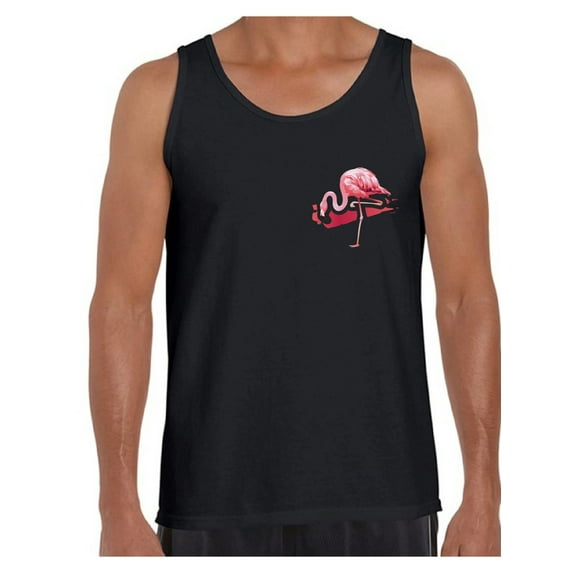 Awkward Styles Flamingo Pocket Tank Top for Men Flamingo Patch Muscle Tank Flamingo Fitness Shirts Flamingo Themed Party Beach Tank Top for Men Summer Party Gifts Flamingo Party Muscle Shirt