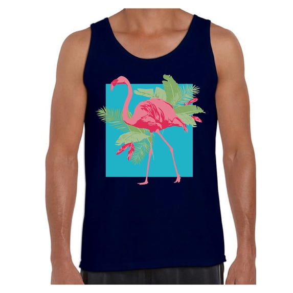 Awkward Styles Flamingo Tank Top for Men Beach Tank for Him Pink Flamingos Men's Shirts Cute Shirts for Men Vacation T-shirt Beach Shirts for Dad Beach Outfit Summer T-shirt for Men Pink Shirt for Him