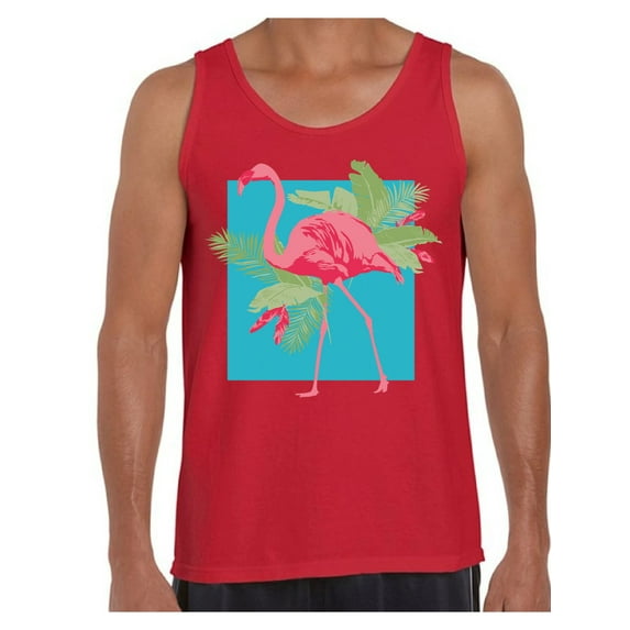 Awkward Styles Flamingo Tank Top for Men Beach Tank for Him Pink Flamingos Men's Shirts Cute Shirts for Men Vacation T-shirt Beach Shirts for Dad Beach Outfit Summer T-shirt for Men Pink Shirt for Him