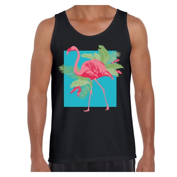 Awkward Styles Flamingo Tank Top for Men Beach Tank for Him Pink Flamingos Men's Shirts Cute Shirts for Men Vacation T-shirt Beach Shirts for Dad Beach Outfit Summer T-shirt for Men Pink Shirt for Him