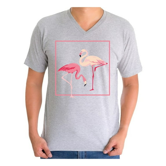 Awkward Styles Flamingo V Neck Shirt for Men Flamingos Vneck Shirt Summer Shirt for Him Hawaiian Shirts Vacation T-shirt Beach Shirts for Dad Beach Outfit Summer T-shirt for Men Pink Shirt for Him