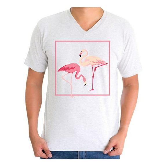 Awkward Styles Flamingo V Neck Shirt for Men Flamingos Vneck Shirt Summer Shirt for Him Hawaiian Shirts Vacation T-shirt Beach Shirts for Dad Beach Outfit Summer T-shirt for Men Pink Shirt for Him