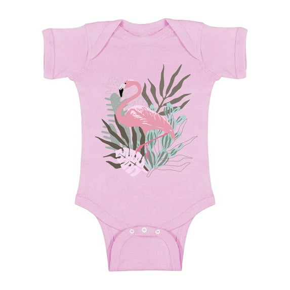 Awkward Styles Floral Flamingo Baby Bodysuit Short Sleeve Pink Flamingo Romper for Boys Summer One Piece for Girls Pink Flamingo Romper for Children Flamingo Gifts for Little One Summer Clothing