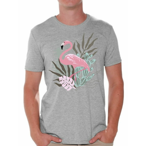 Awkward Styles Floral Flamingo T Shirt for Men Summer Mens Shirts Pink Flamingo Clothes for Men Flamingo T-Shirt Beach Tshirt Pink Flamingo Gifts Flamingo Shirts Summer Clothing Collection for Men