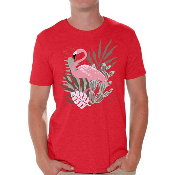 Awkward Styles Floral Flamingo T Shirt for Men Summer Mens Shirts Pink Flamingo Clothes for Men Flamingo T-Shirt Beach Tshirt Pink Flamingo Gifts Flamingo Shirts Summer Clothing Collection for Men