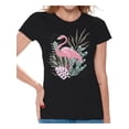 thumbnail image 1 of Awkward Styles Floral Flamingo Womens T-Shirt Pink Flamingo Tshirt for Women Summer Gifts for Girlfriend Pink Flamingo Shirts Flamingo Clothing Collection for Women Summer T Shirt for Her, 1 of 4
