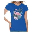 thumbnail image 1 of Awkward Styles Floral Flamingo Womens T-Shirt Pink Flamingo Tshirt for Women Summer Gifts for Girlfriend Pink Flamingo Shirts Flamingo Clothing Collection for Women Summer T Shirt for Her, 1 of 4
