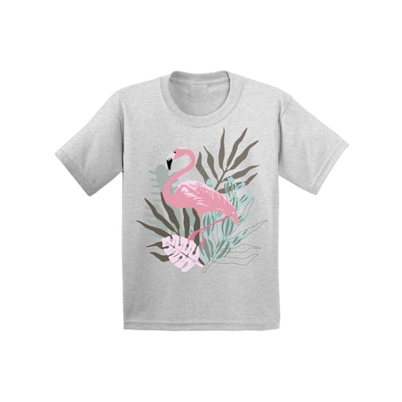 Awkward Styles Floral Flamingo Youth Shirt Cute Summer Shirt for Kids Pink Flamingo T Shirt for Boys Pink Flamingo Shirts for Girls Flamingo T-Shirt for Children Summer Gifts for Little One