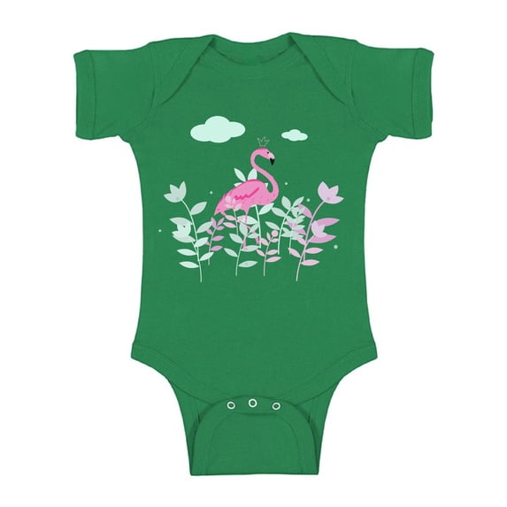 Awkward Styles Foliage Flamingo Baby Bodysuit Short Sleeve Pink Flamingo Romper for Boys Summer One Piece for Girls Pink Flamingo Romper for Children Flamingo Gifts for Little One Summer Clothing