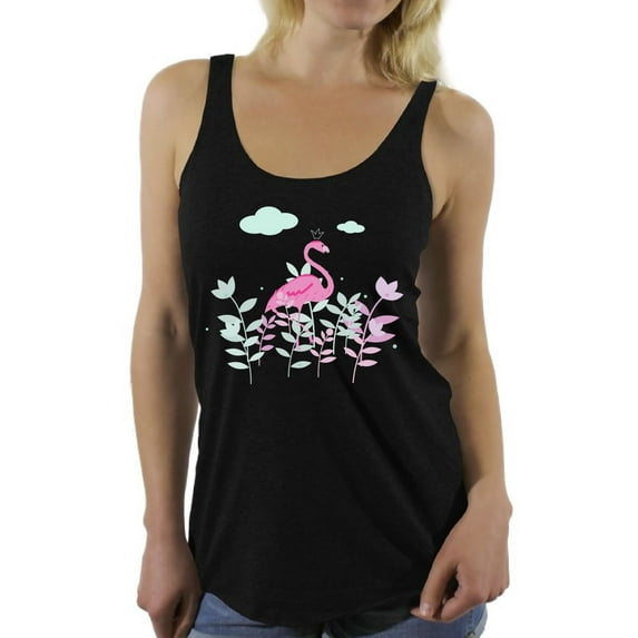 Awkward Styles Foliage Flamingo Racerback Tank Top Tshirt for Her Flamingo Racerback Shirts Summer Clothes for Women Flamingo Tshirt for Ladies Summer Gifts Flamingo Shirts Beach Collection Cute Shirt
