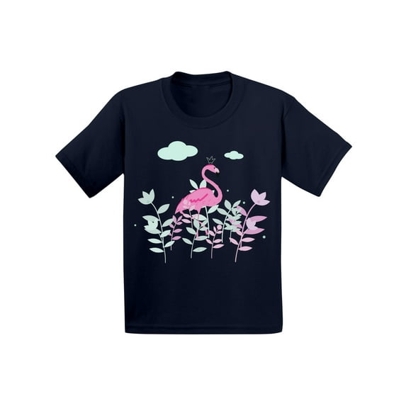 Awkward Styles Foliage Flamingo Toddler Shirt Cute Summer Shirt for Kids Pink Flamingo T Shirt for Boys Pink Flamingo Shirts for Girls Lovely Flamingo T-Shirt for Children Summer Gifts for Little One