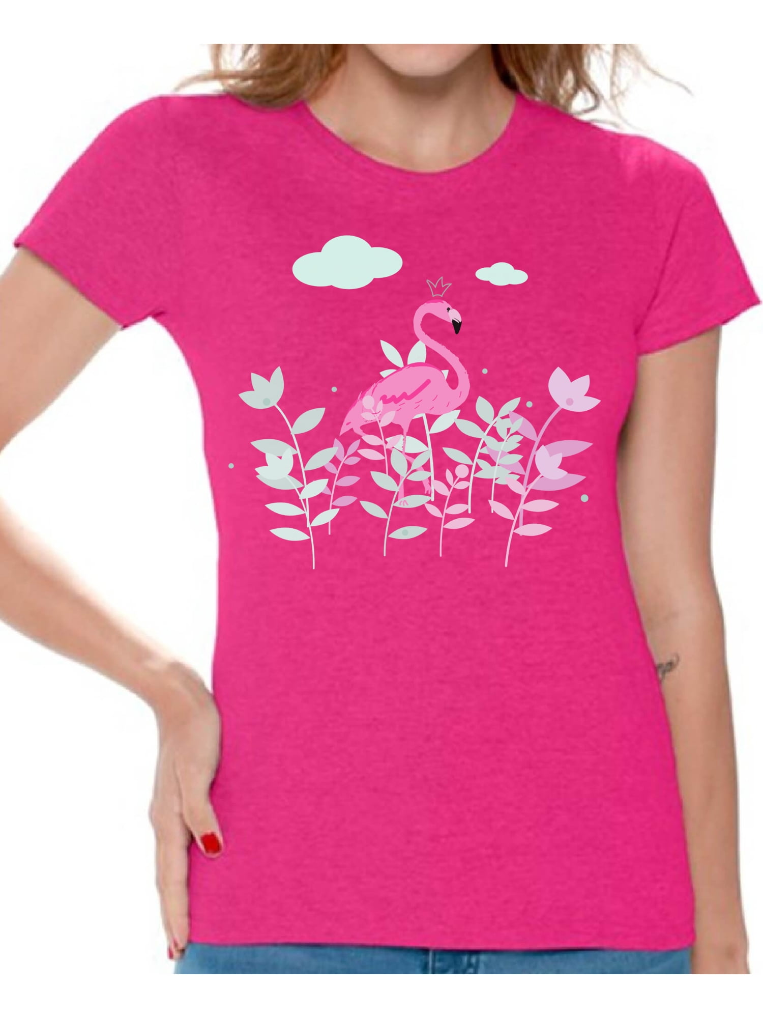 ladies pink flamingo t shirt