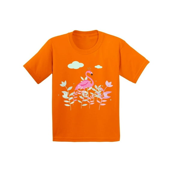Awkward Styles Foliage Flamingo Youth Shirt Cute Summer Shirt for Kids Pink Flamingo T Shirt for Boys Pink Flamingo Shirts for Girls Nifty Flamingo T-Shirt for Children Summer Gifts for Little One