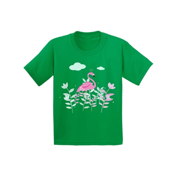 Awkward Styles Foliage Flamingo Youth Shirt Cute Summer Shirt for Kids Pink Flamingo T Shirt for Boys Pink Flamingo Shirts for Girls Nifty Flamingo T-Shirt for Children Summer Gifts for Little One
