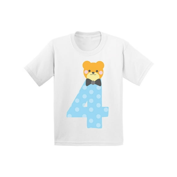 Awkward Styles Fourth Birthday Boy T-Shirt Funny Bear Toddler Shirt