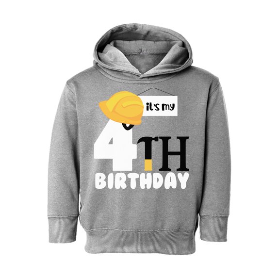 Awkward Styles Fourth Birthday Boy Toddler Hoodie Boys It's My Fourth B-day Hooded Sweatshirt for Kids Cute Builder Birthday Shirt 4 Years Old Looks Like