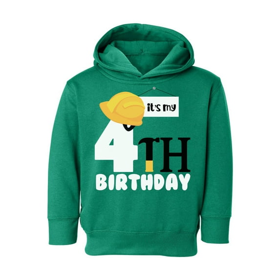 Awkward Styles Fourth Birthday Boy Toddler Hoodie Boys It's My Fourth B-day Hooded Sweatshirt for Kids Cute Builder Birthday Shirt 4 Years Old Looks Like