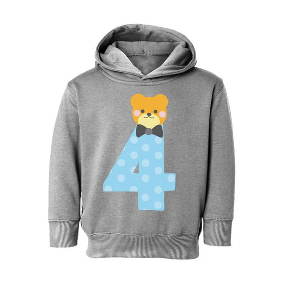 Awkward Styles Fourth Birthday Boy Toddler Hoodie Funny Bear Fleece Hooded Sweatshirt for Kids