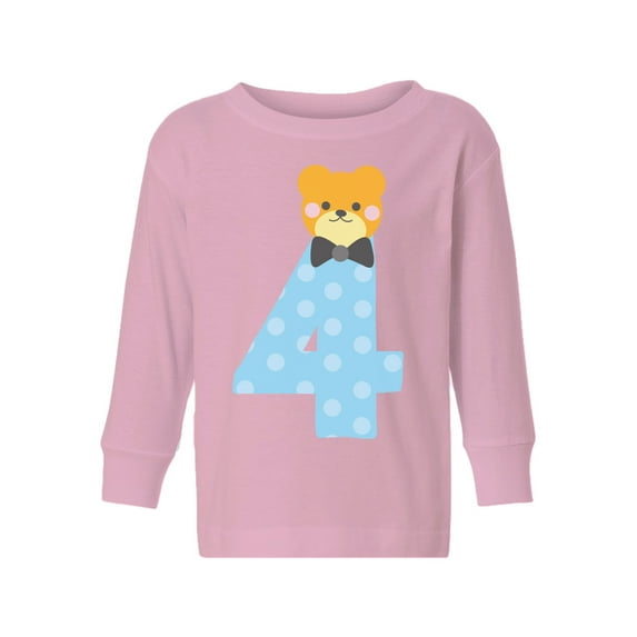Awkward Styles Fourth Birthday Boy Toddler Long Sleeve Shirt Funny Bear Kids T-Shirt