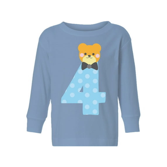 Awkward Styles Fourth Birthday Boy Toddler Long Sleeve Shirt Funny Bear Kids T-Shirt